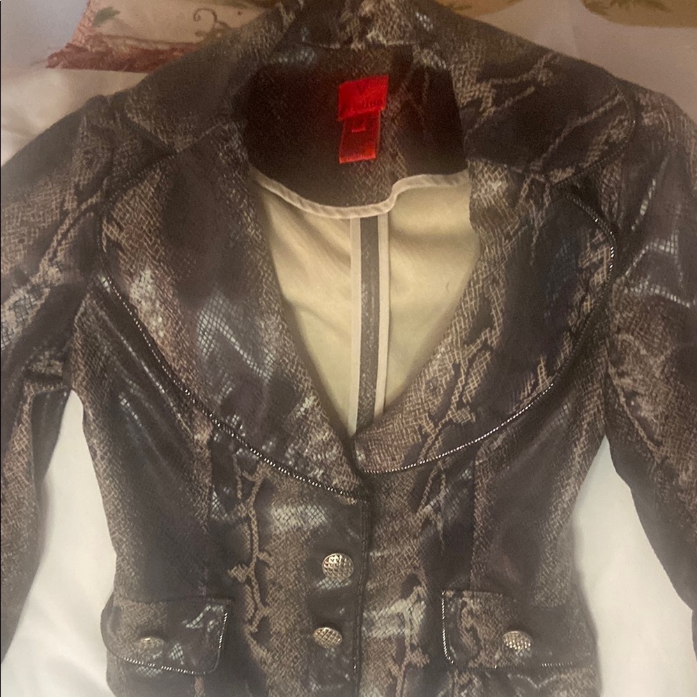 Snakeskin Patterned Blazer with Silver Buttons